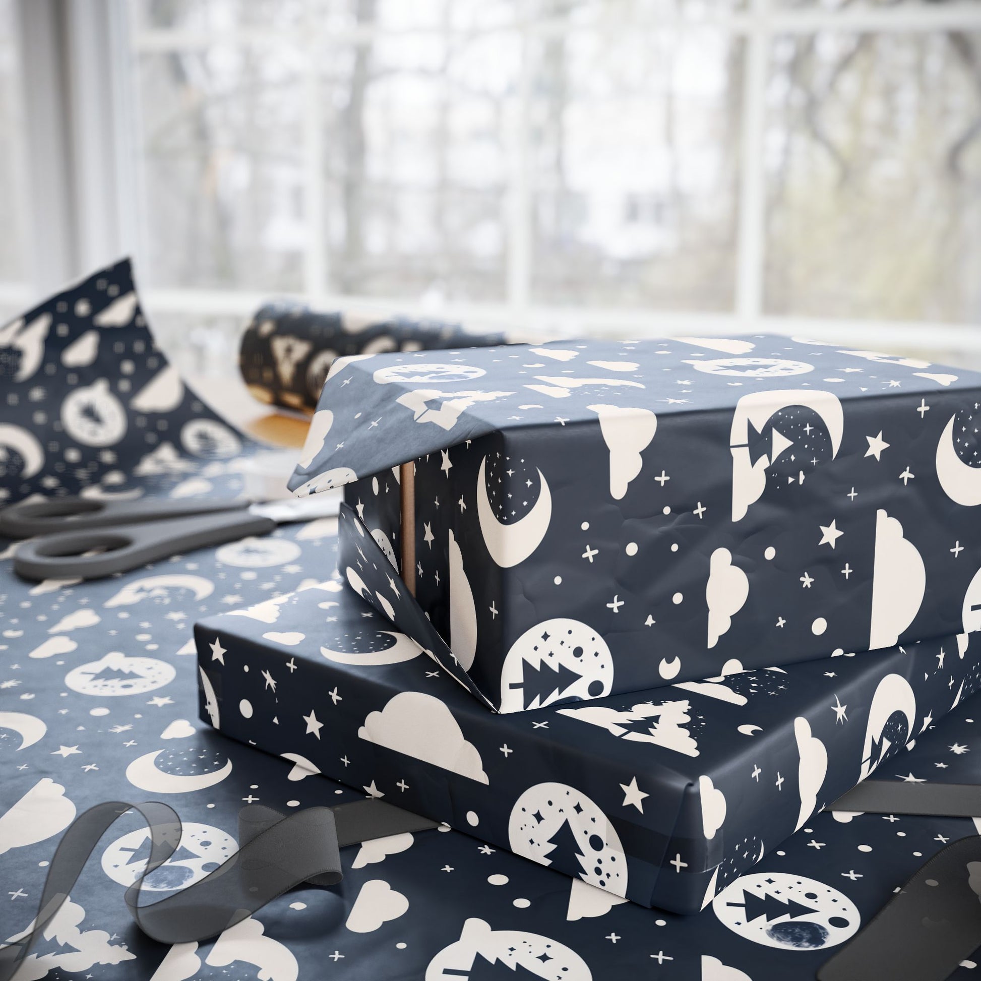Wrapping Paper - Midnight Pines and Stars Wrapping Paper