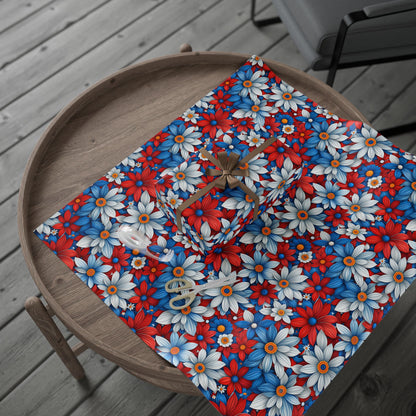 Red White Blue Daisy Floral Design