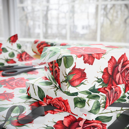 Chic Red Rose Wrapping Paper Roll