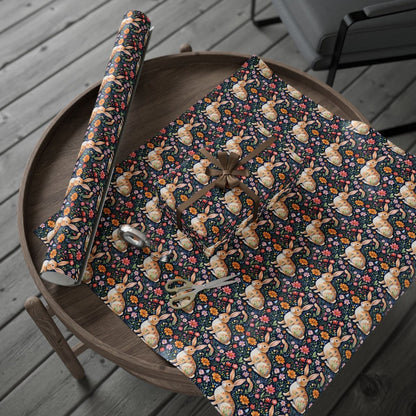 Whimsical Floral Bunny Wrapping Paper