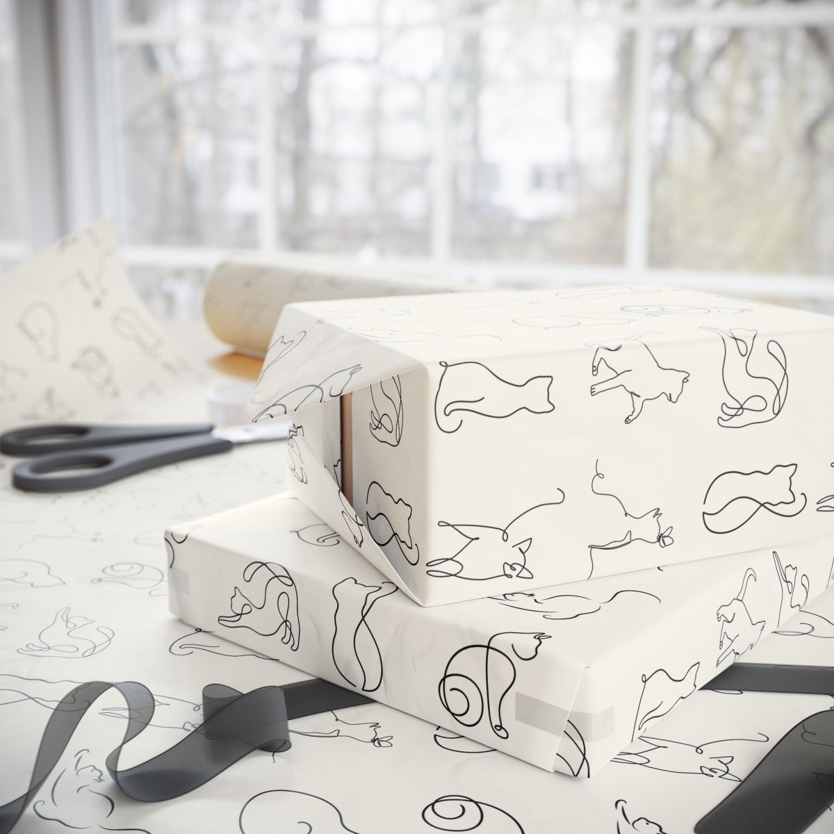Elegant Minimalist Cat Wrapping Paper