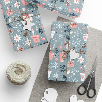 Whimsical Pink & Blue Holiday Wrapping Papers