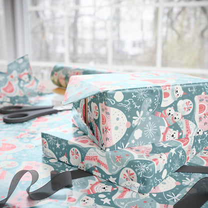 Icy Paws & Peppermint Igloos – Arctic Wonderland Wrapping Paper