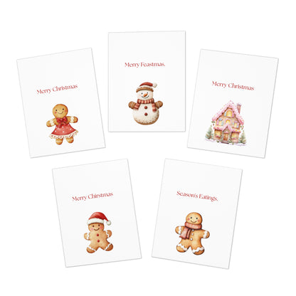 Funny Christmas (Food - Set 2) Greeting Card Pack | Set of 5 Holiday Cards | Cute & Cheeky Christmas Cards