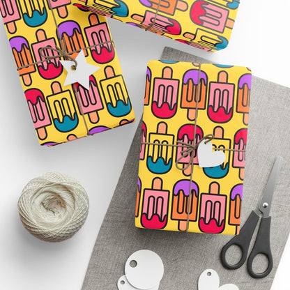 Colorful Yellow Popsicle Wrapping Paper
