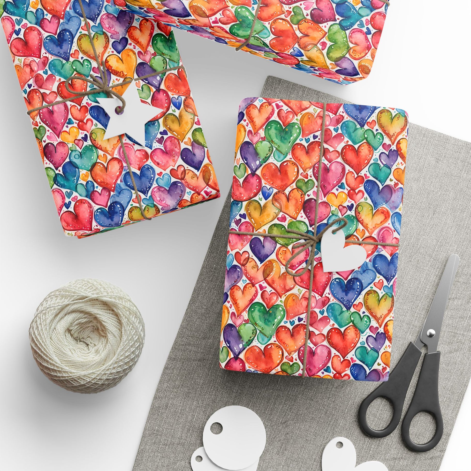Vibrant Multicolor Heart Wrapping Paper Roll