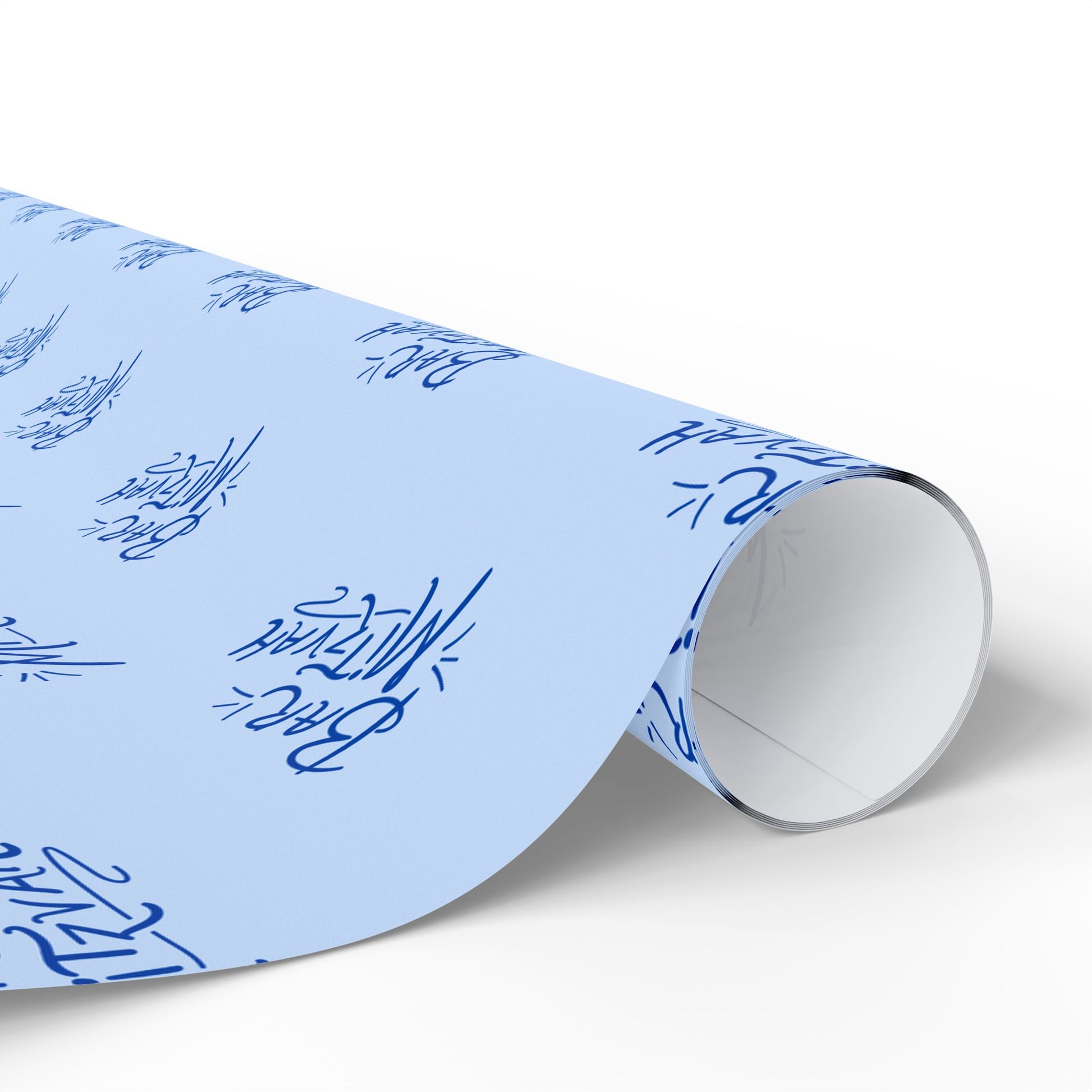 Blue Artistic Bar Mitzvah Wrapping Paper