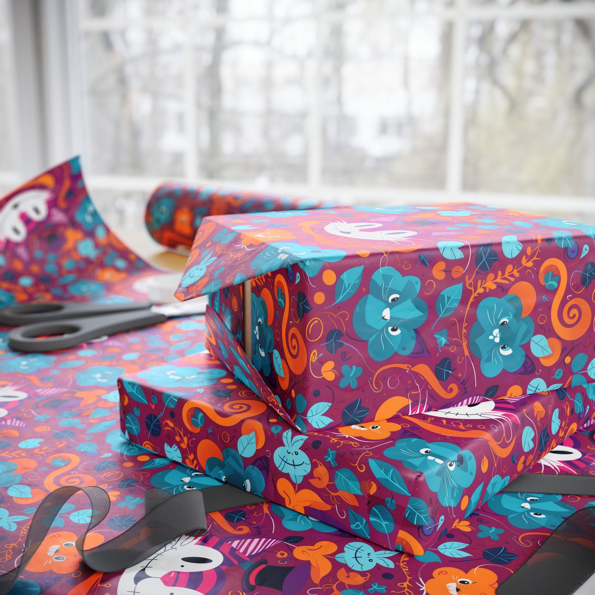 Colorful Abstract Cheshire Cat Gift Wrap