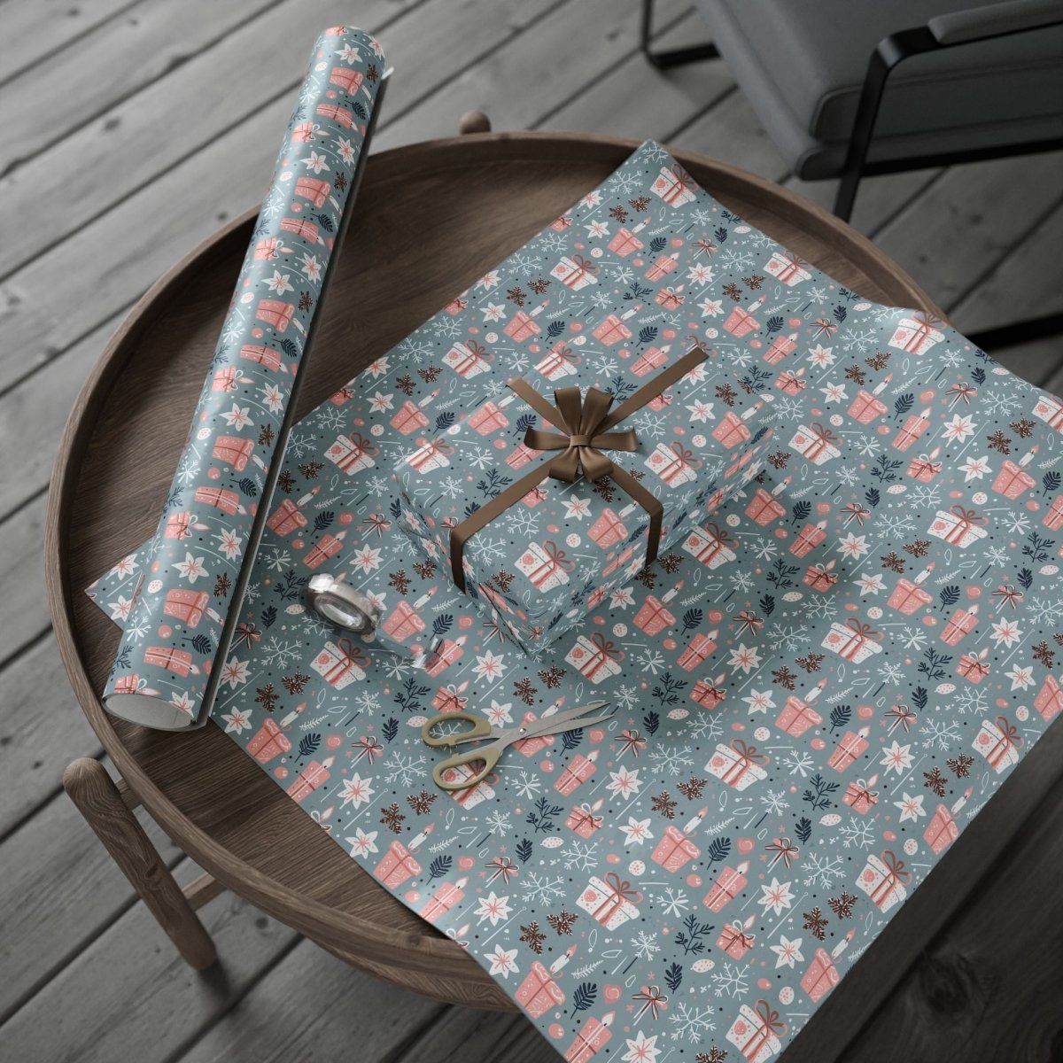 Whimsical Pink & Blue Holiday Wrapping Papers