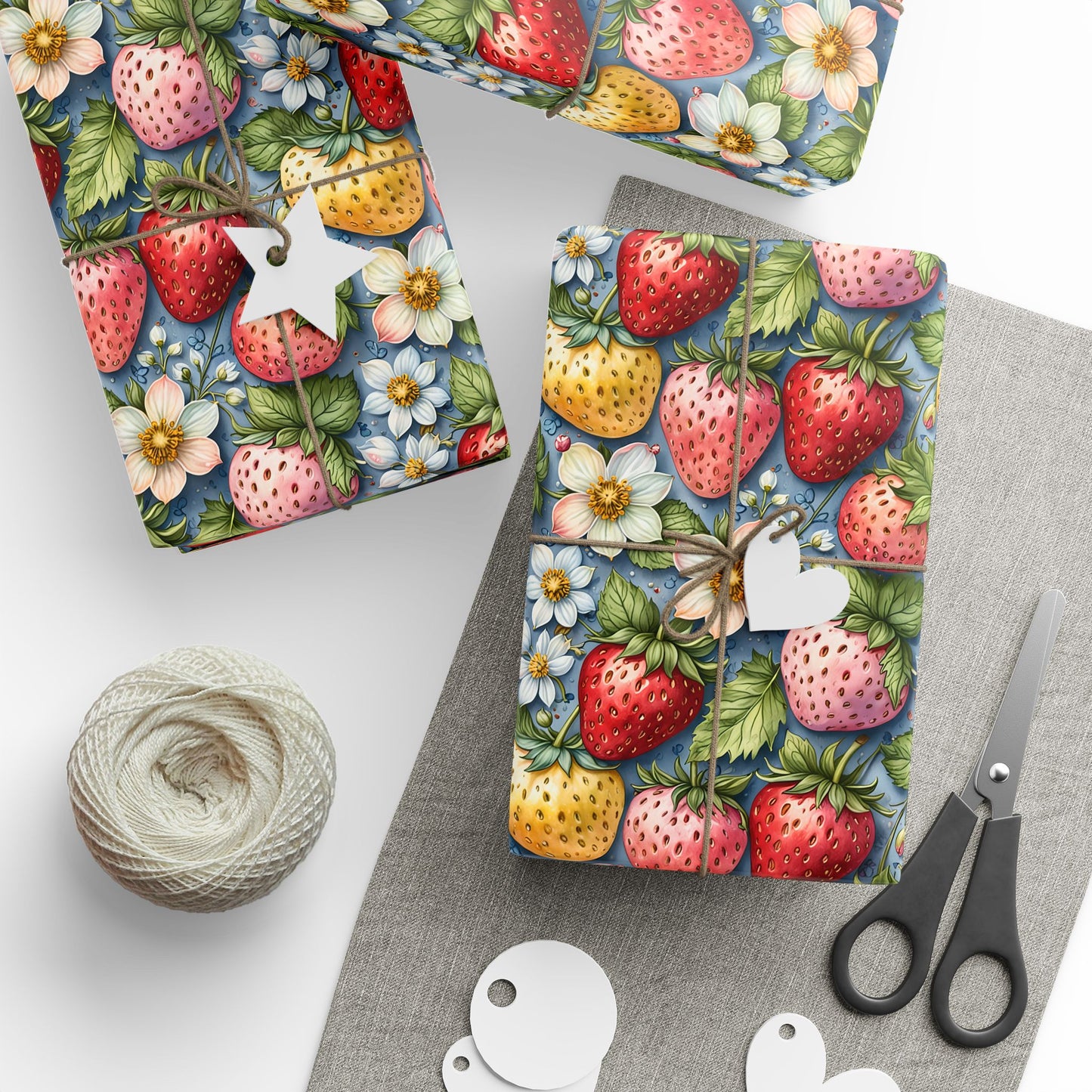 Pastel Berry Bliss Gift Wrap Set - Strawberry Design