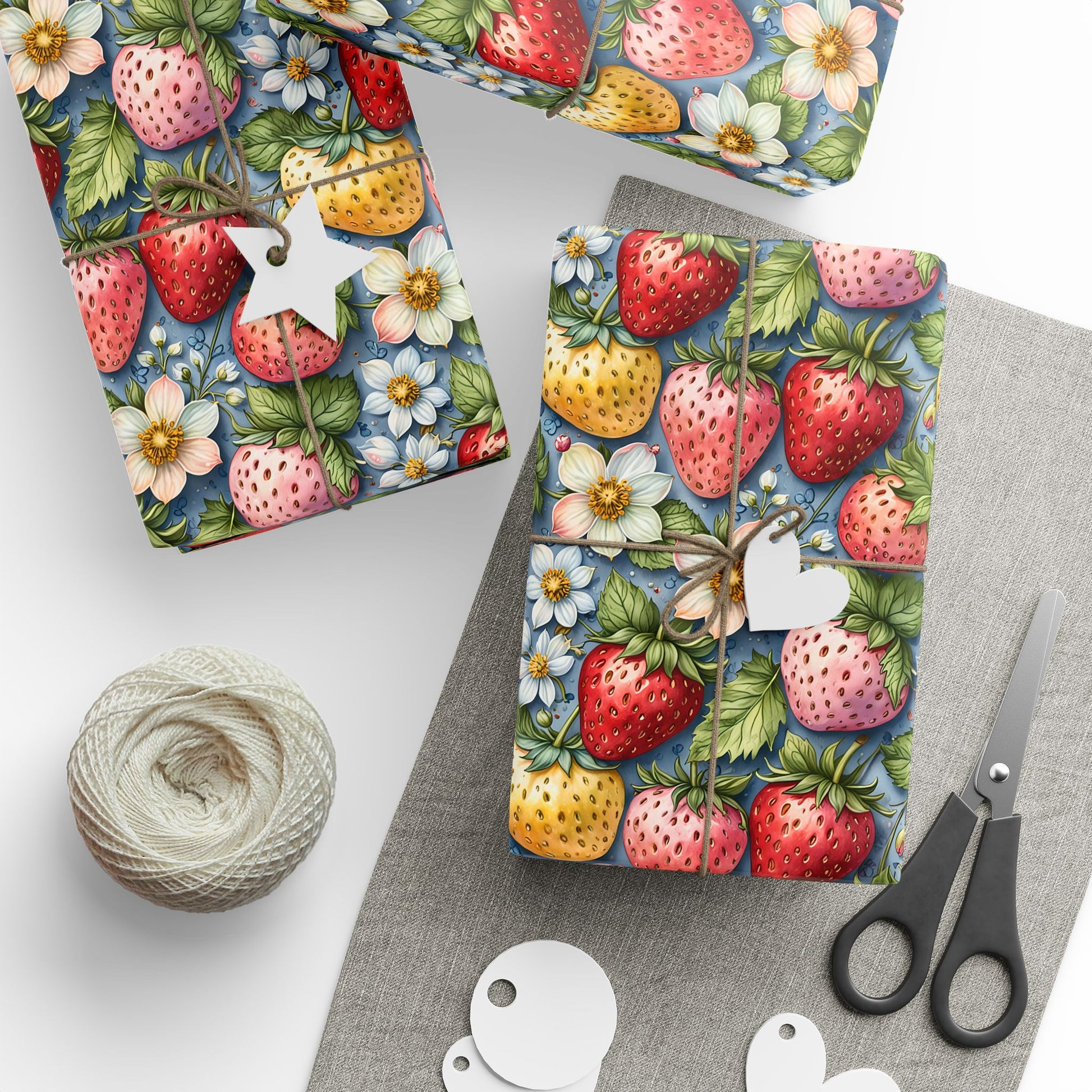 Pastel Berry Bliss Gift Wrap Set - Strawberry Design