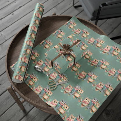 Owl-Themed Wrapping Paper, Whimsical Gift Wrap for All Occasions, Cute Animal Pattern, Eco-Friendly Gift Supplies, Birthday and Holiday Wrap