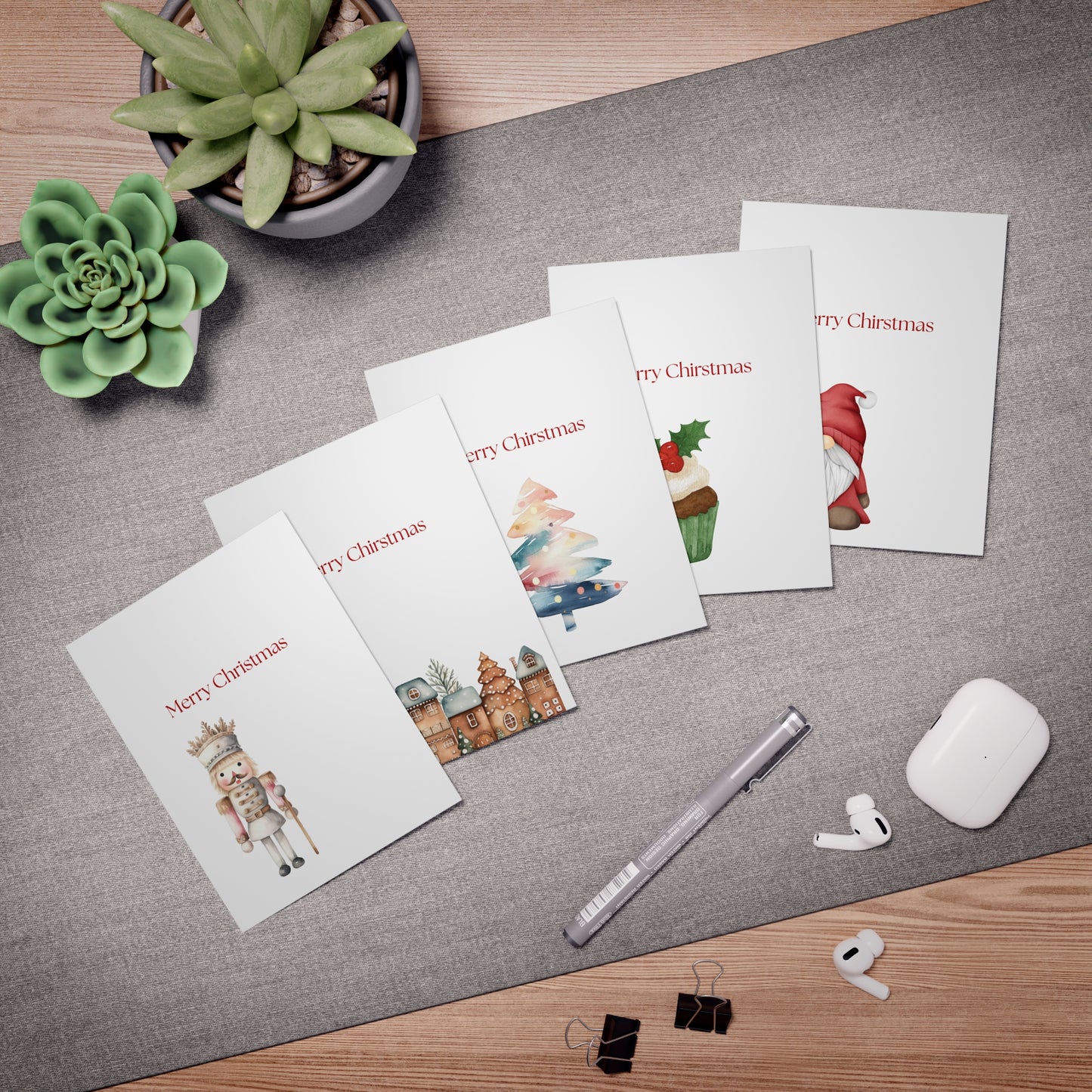 Funny Christmas (Wine Related - Set 1) Greeting Card Pack | Set of 5 Holiday Cards | Cute & Cheeky Christmas Cards