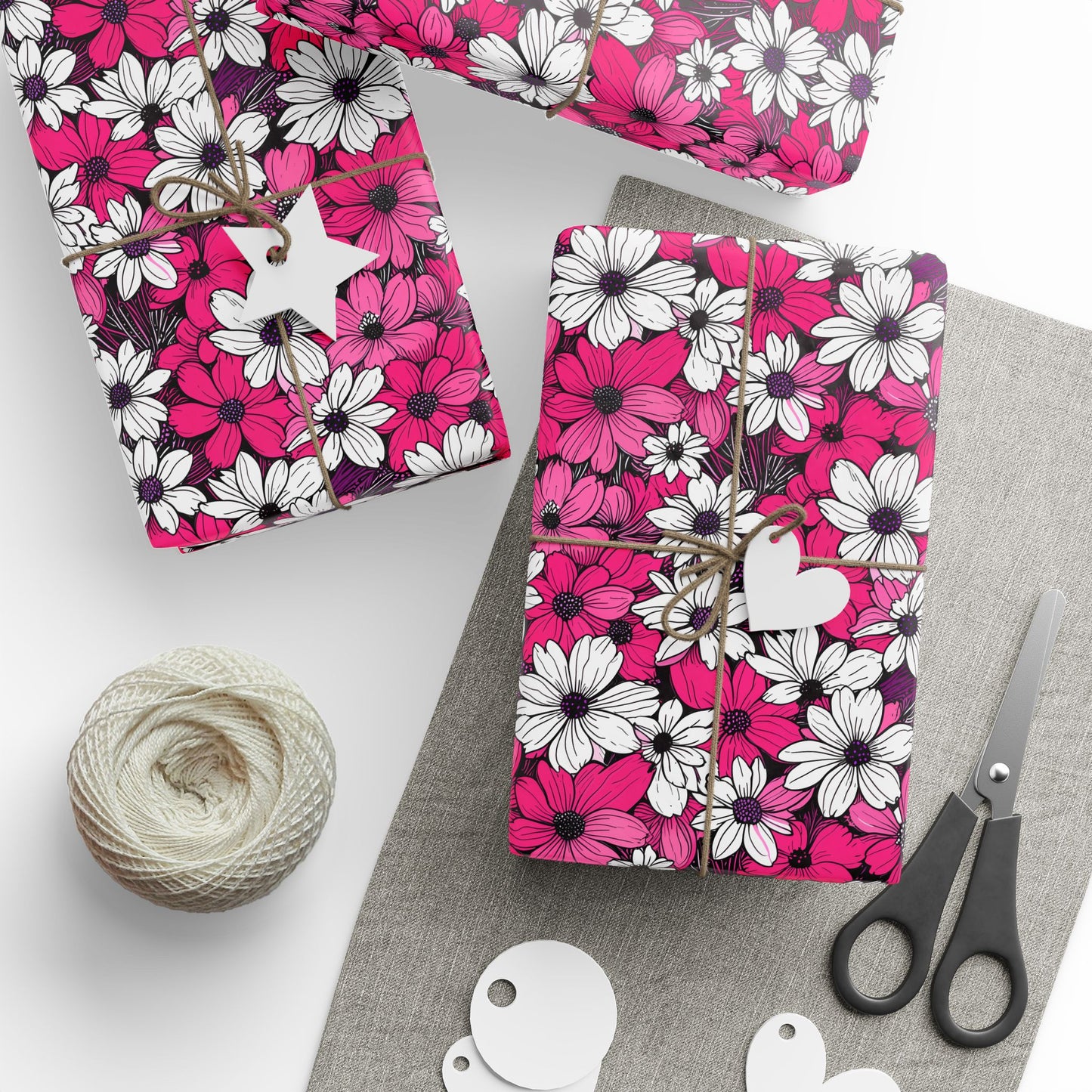 Pink & White Floral Wrapping Paper