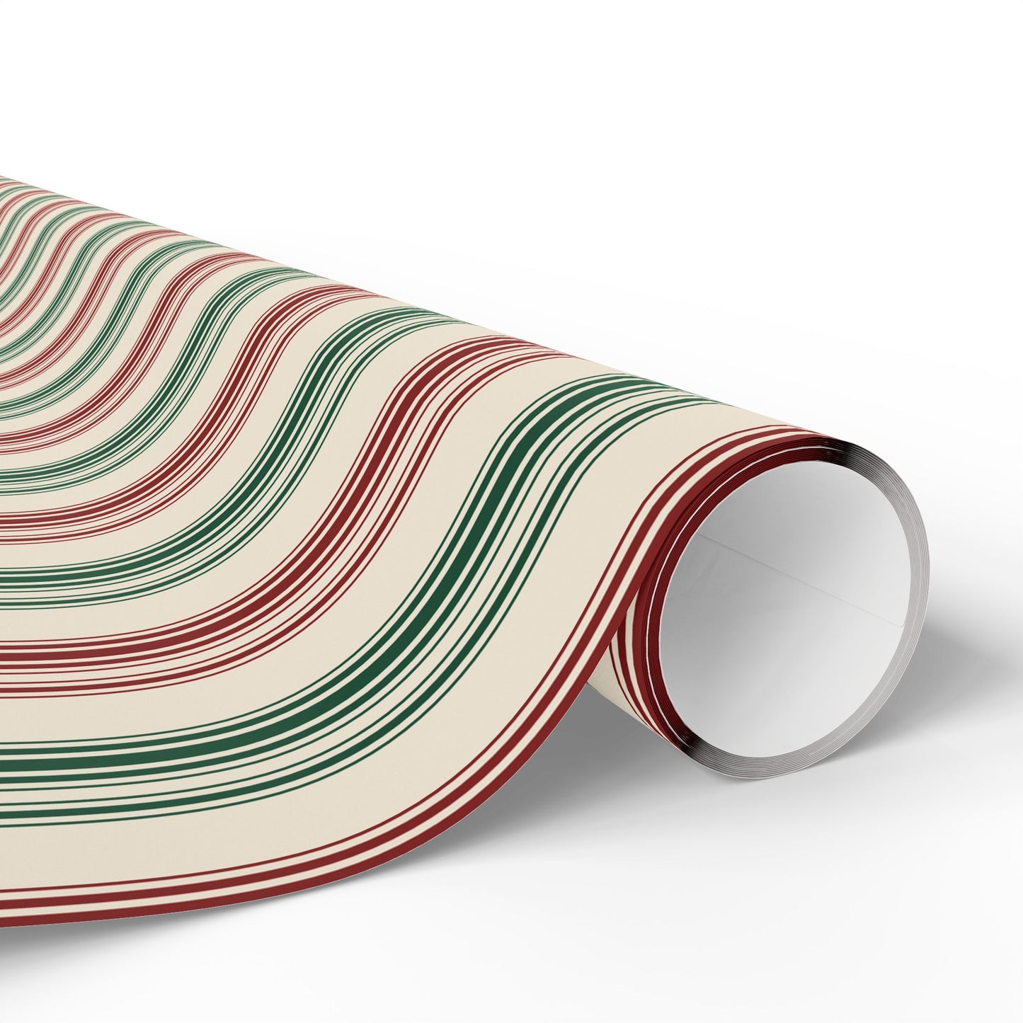 Festive Red & Green Striped Wrapping Paper