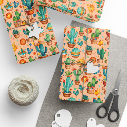 Cactus Pattern Birthday Wrapping Paper