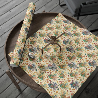 Gobble Glow & Autumn Swirls – Whimsical Turkey Wrapping Paper