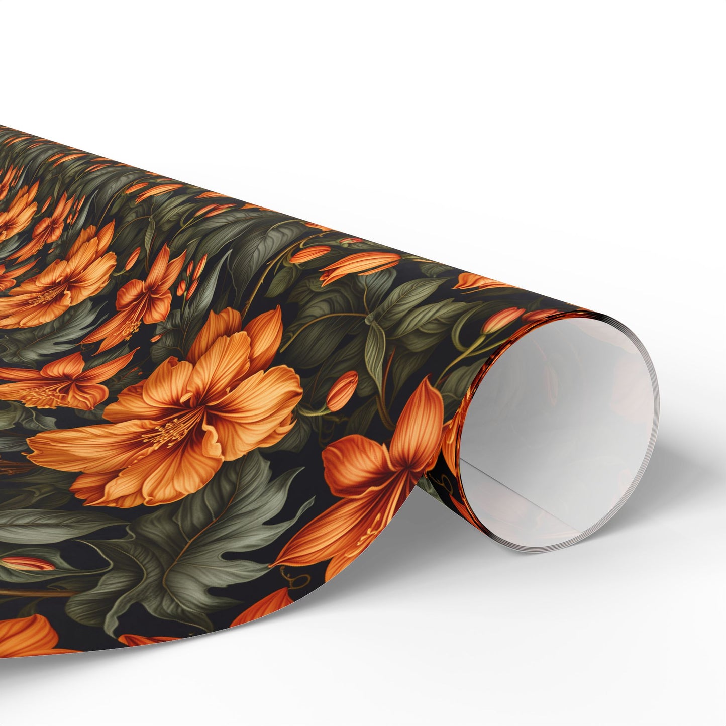 Vintage Orange Floral Wrapping Paper