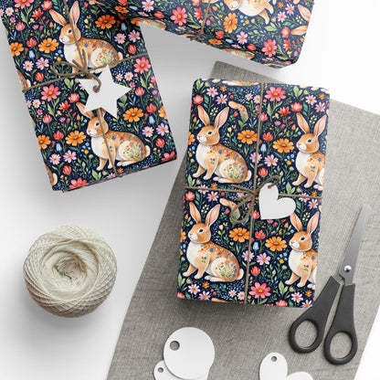 Whimsical Floral Bunny Wrapping Paper