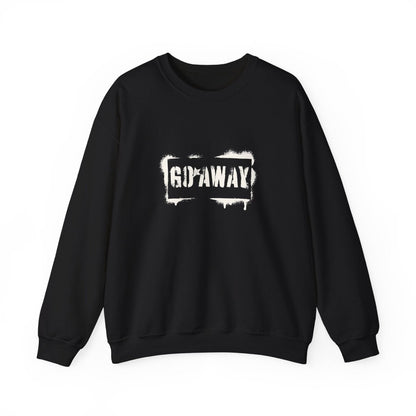 Crewneck Sweatshirt - 'Go Away' Stencil Graphic Cozy Pullover