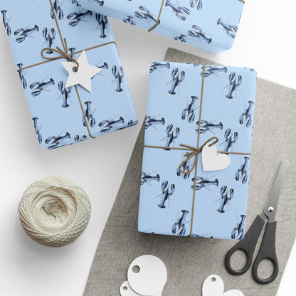Chic Pink Blue Lobster Wrapping Paper