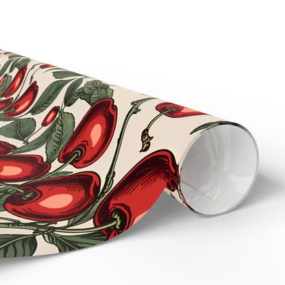 Elegant Cream Background with Cherry Delight Wrapping Paper