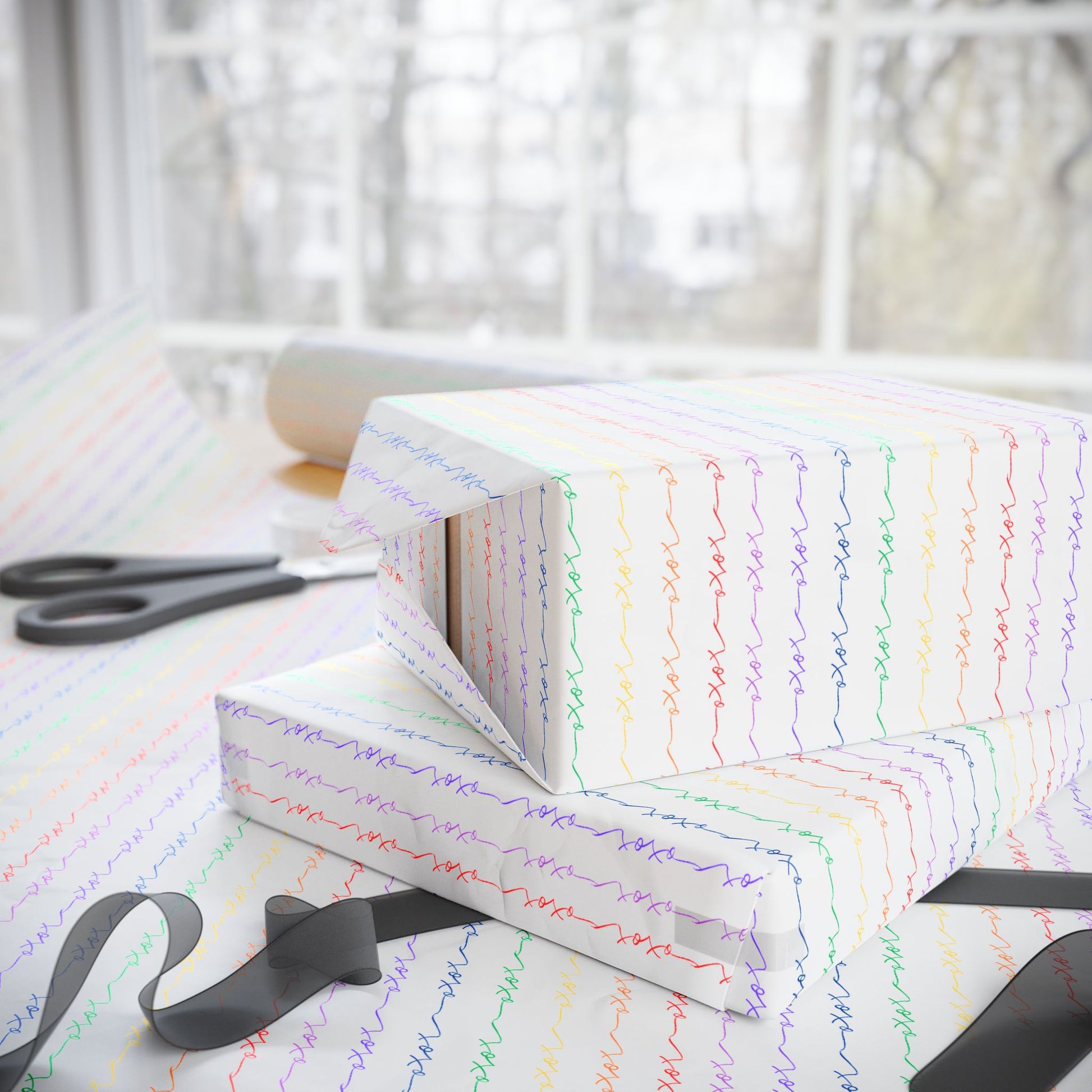 Wrapping Paper, XOXO Rainbow Design