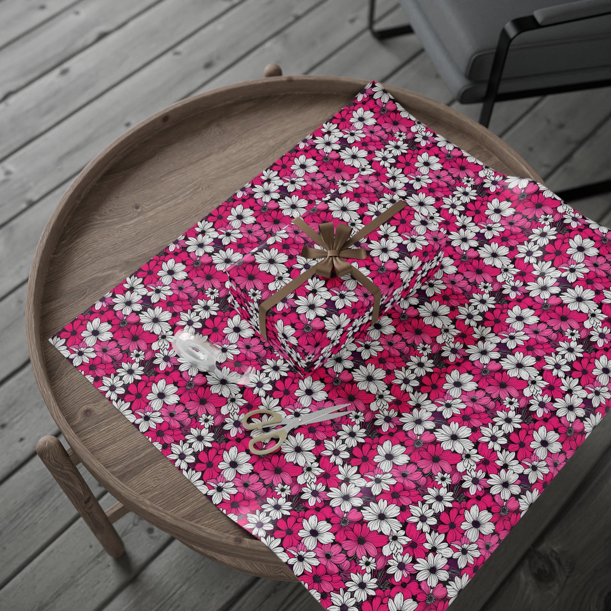 Pink & White Floral Wrapping Paper