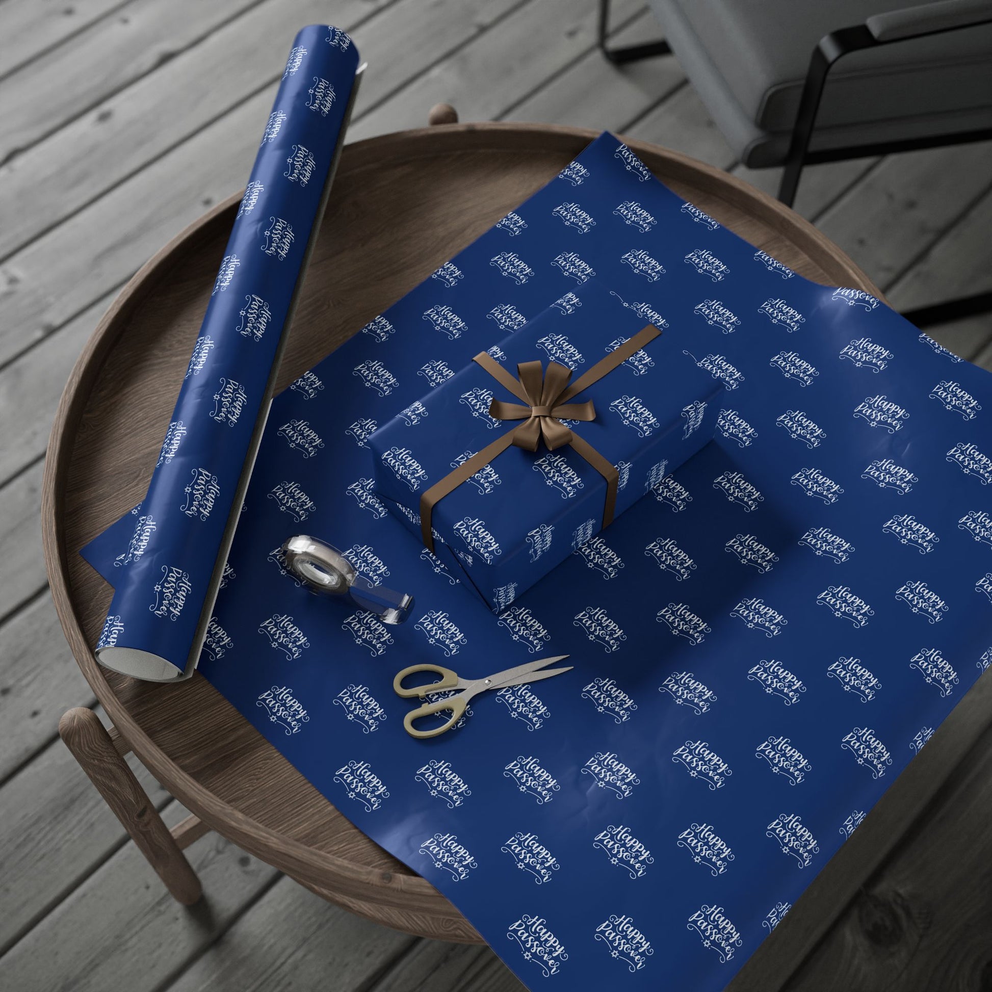 Elegant Blue Happy Passover Wrapping Paper