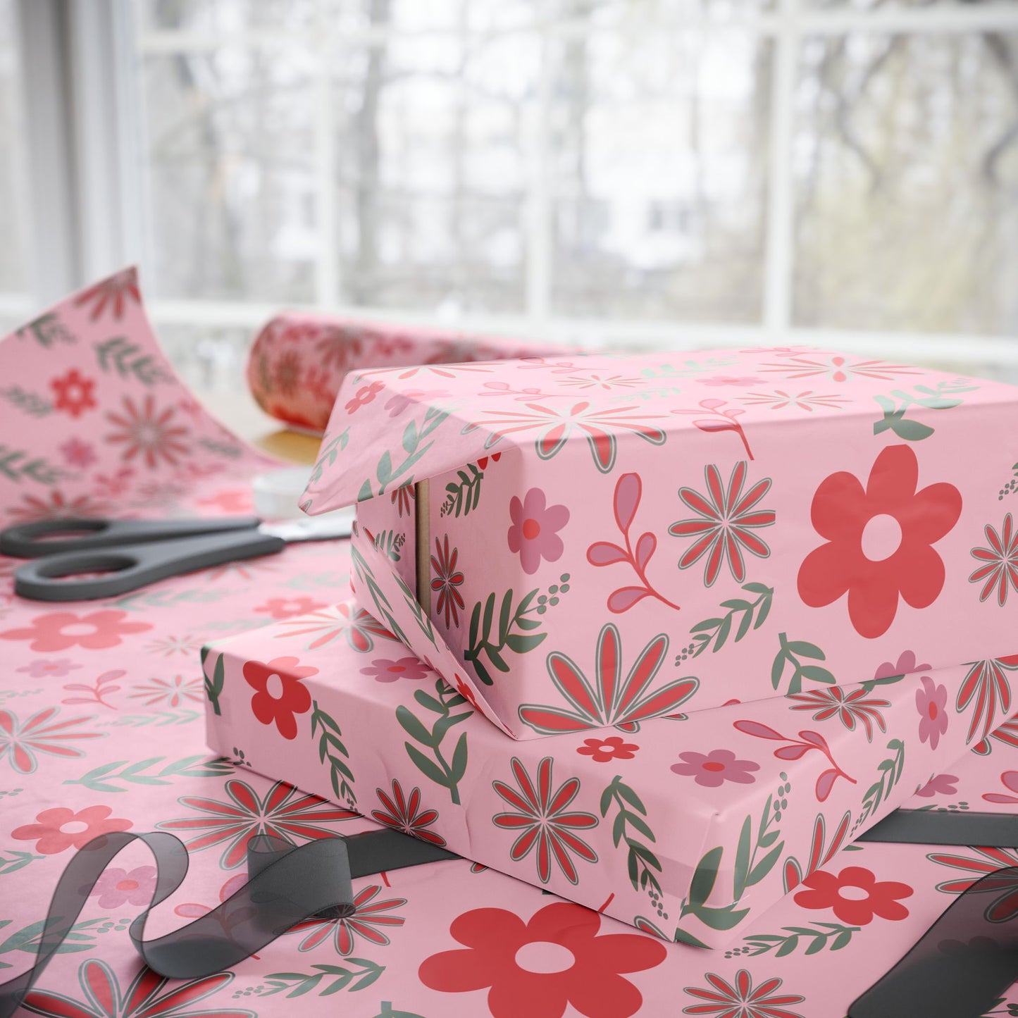 Pink Blossom Vintage Floral Wrapping Paper