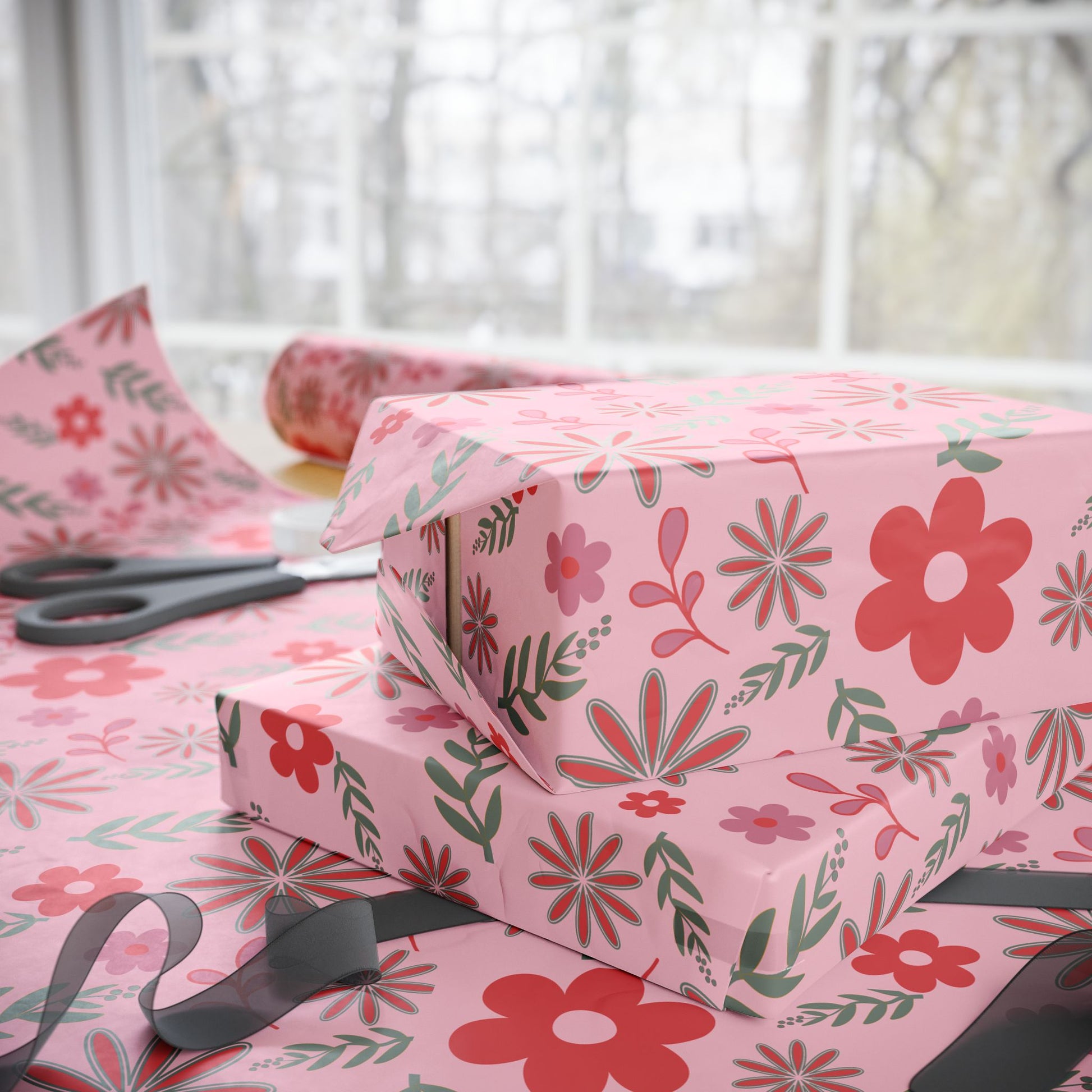 Pink Blossom Vintage Floral Wrapping Paper