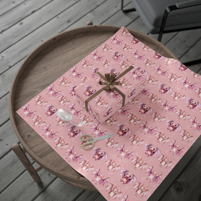 Batty & Blush – Pink Watercolor Bat Wrapping Paper