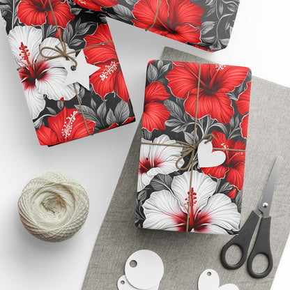 Hibiscus Floral Print Gift Wrapping Paper - Lokipawz