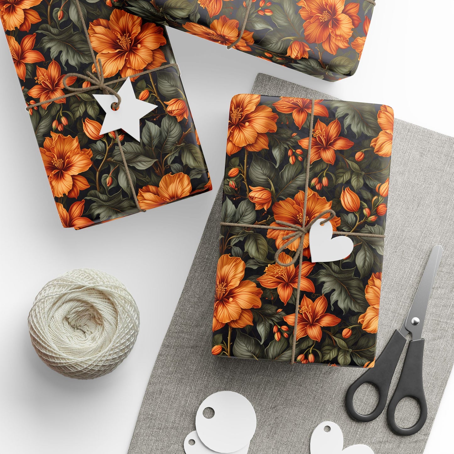 Vintage Orange Floral Wrapping Paper