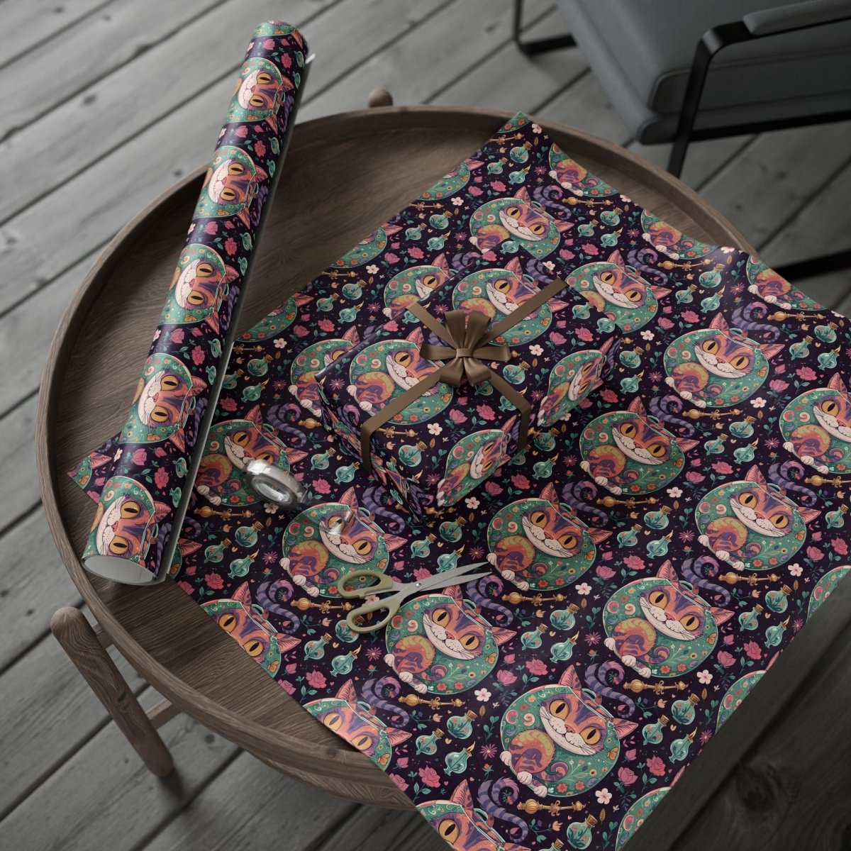 Funky Cheshire Cat Design for Gift Wrapping