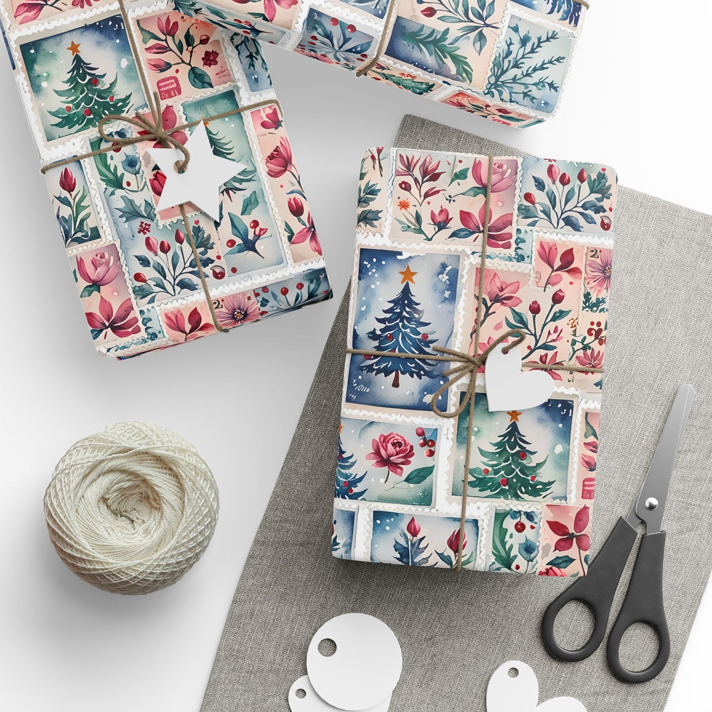 Flora & First - Class Festivities – Botanical Holiday Stamp Wrapping Paper