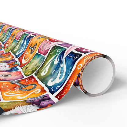 Alice in Wonderland Gift Wrap with Keys & Magic, Whimsical White Rabbit Wrapping Paper