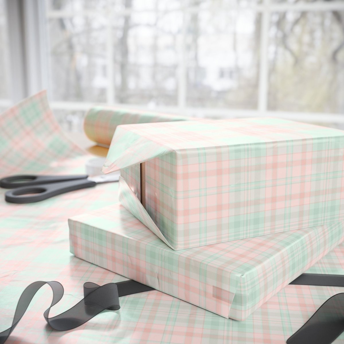 Pastel Plaid Parade – Holiday Wrapping Paper