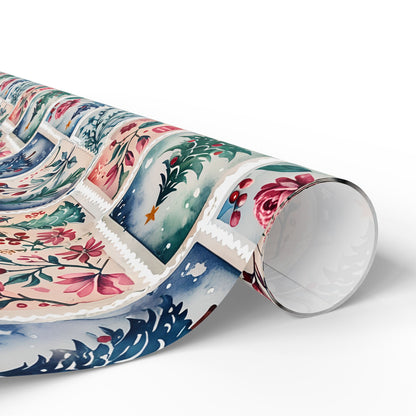 Flora & First - Class Festivities – Botanical Holiday Stamp Wrapping Paper