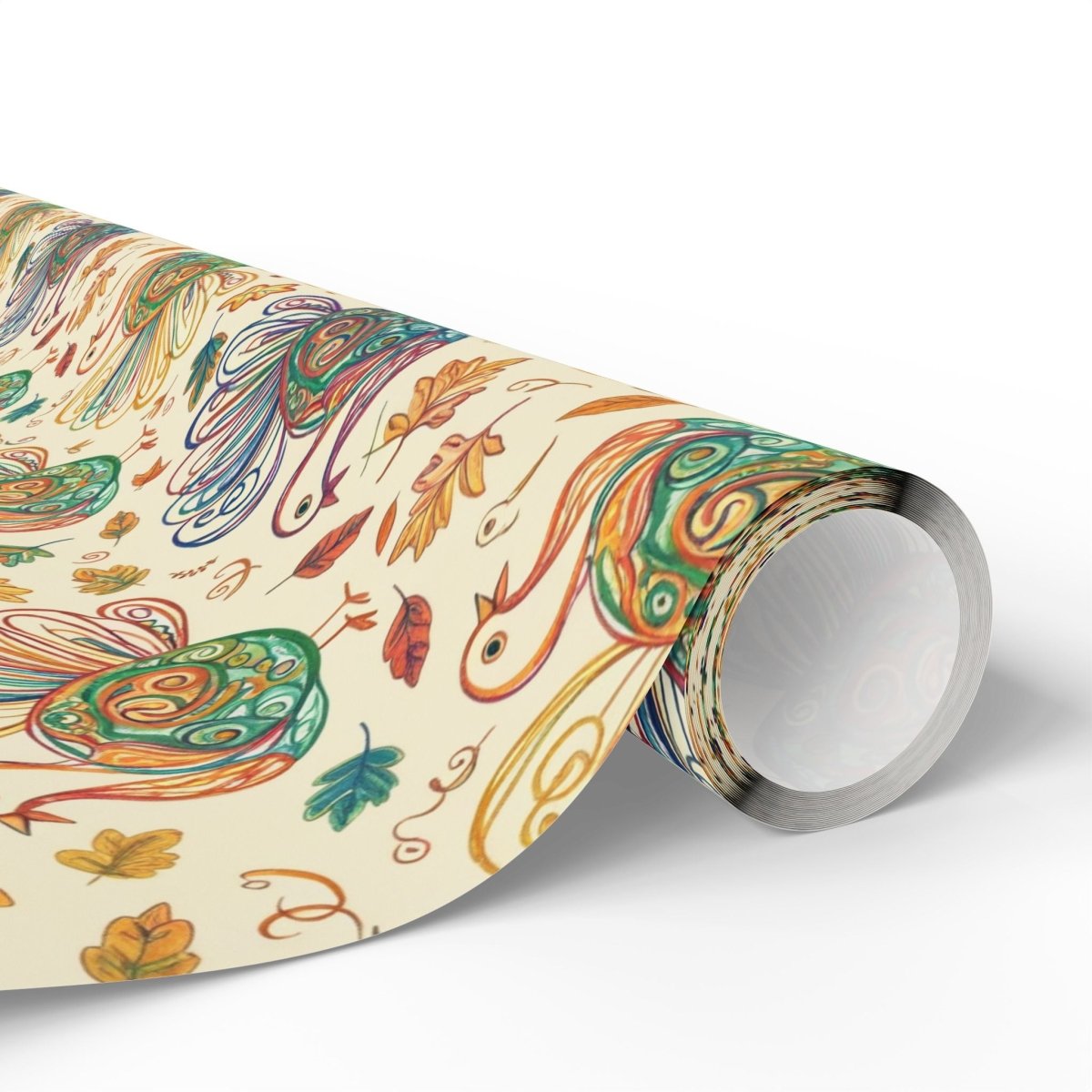 Gobble Glow & Autumn Swirls – Whimsical Turkey Wrapping Paper