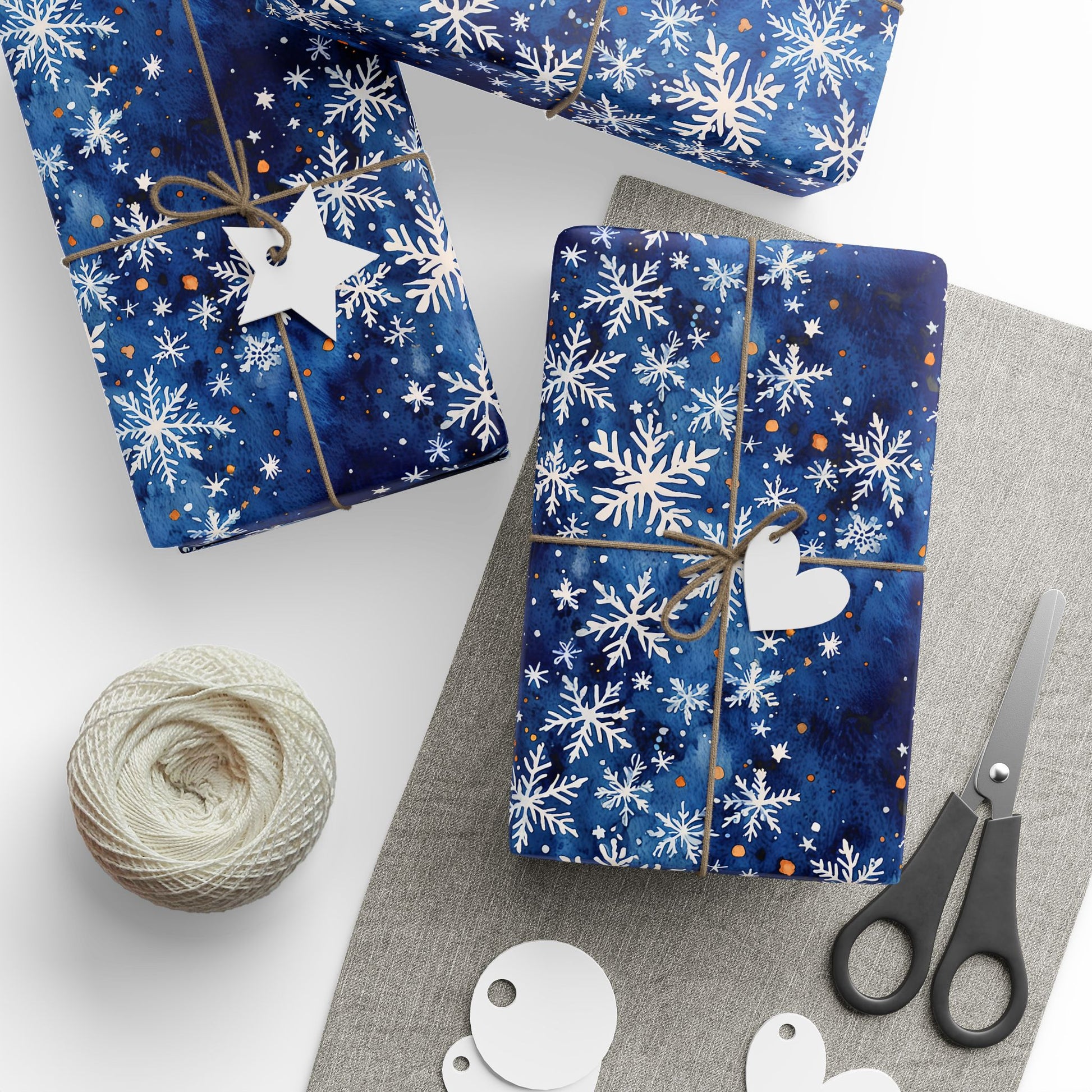Snow Dazed – Midnight Blue Snowflake Wrapping Paper