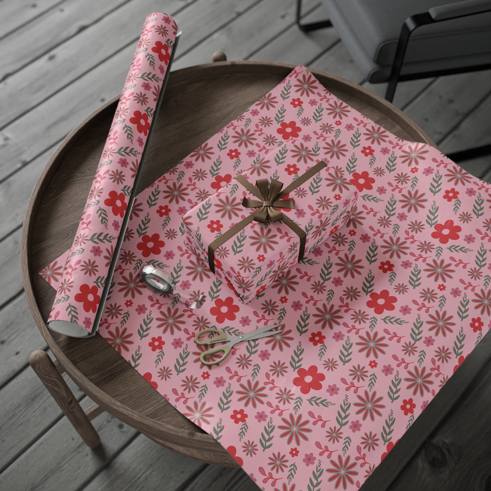 Pink Blossom Vintage Floral Wrapping Paper