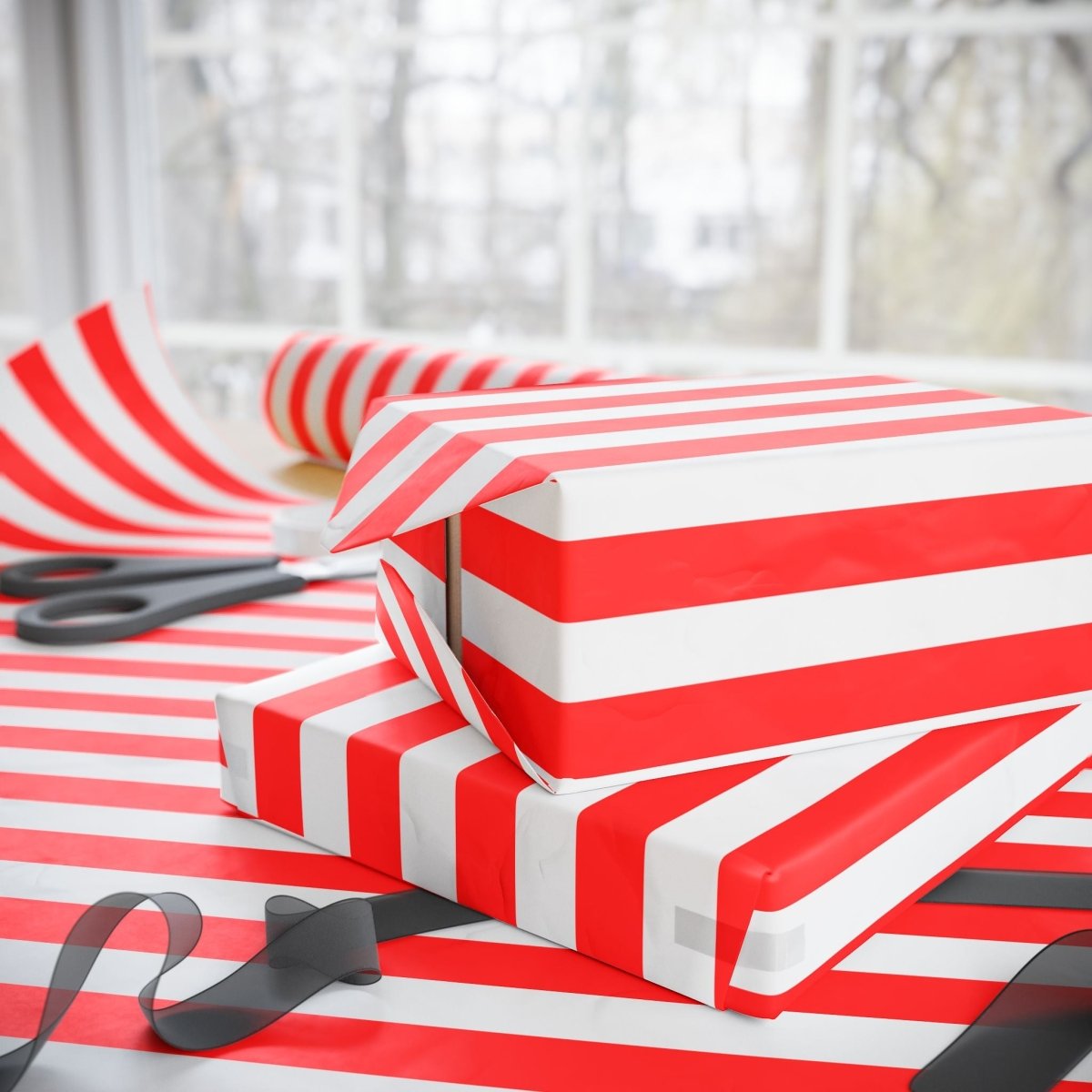 Candy Cane Lane – Red & White Striped Wrapping Paper