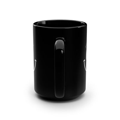 15oz Black Mug — Smiley Face with “Fuck Off” Graphic | Funny Novelty Coffee Cup