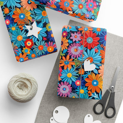 Botanical Colorful Flowers Gift Wrap Roll for Birthday