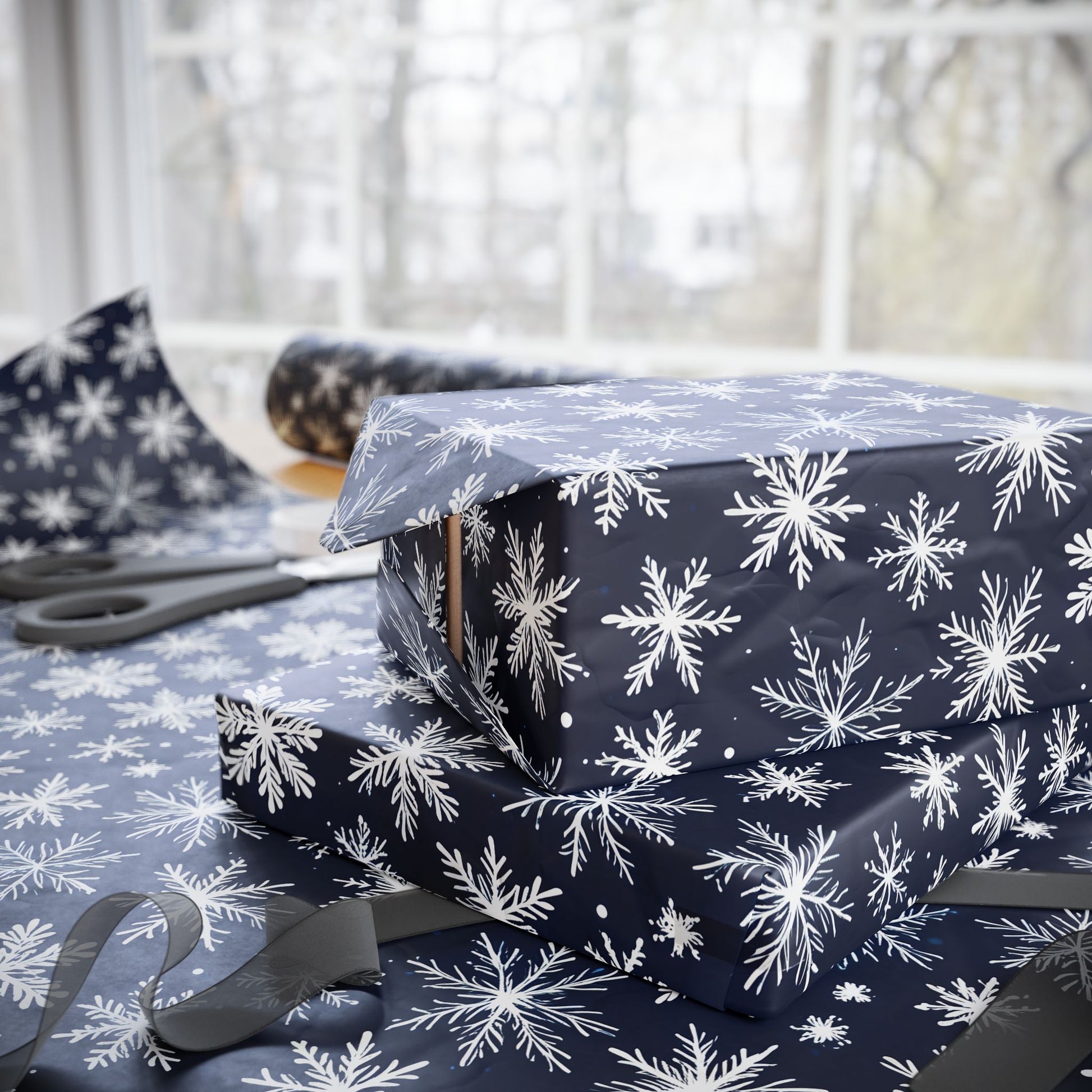 Let It Glow – Midnight Snowflake Wrapping Paper