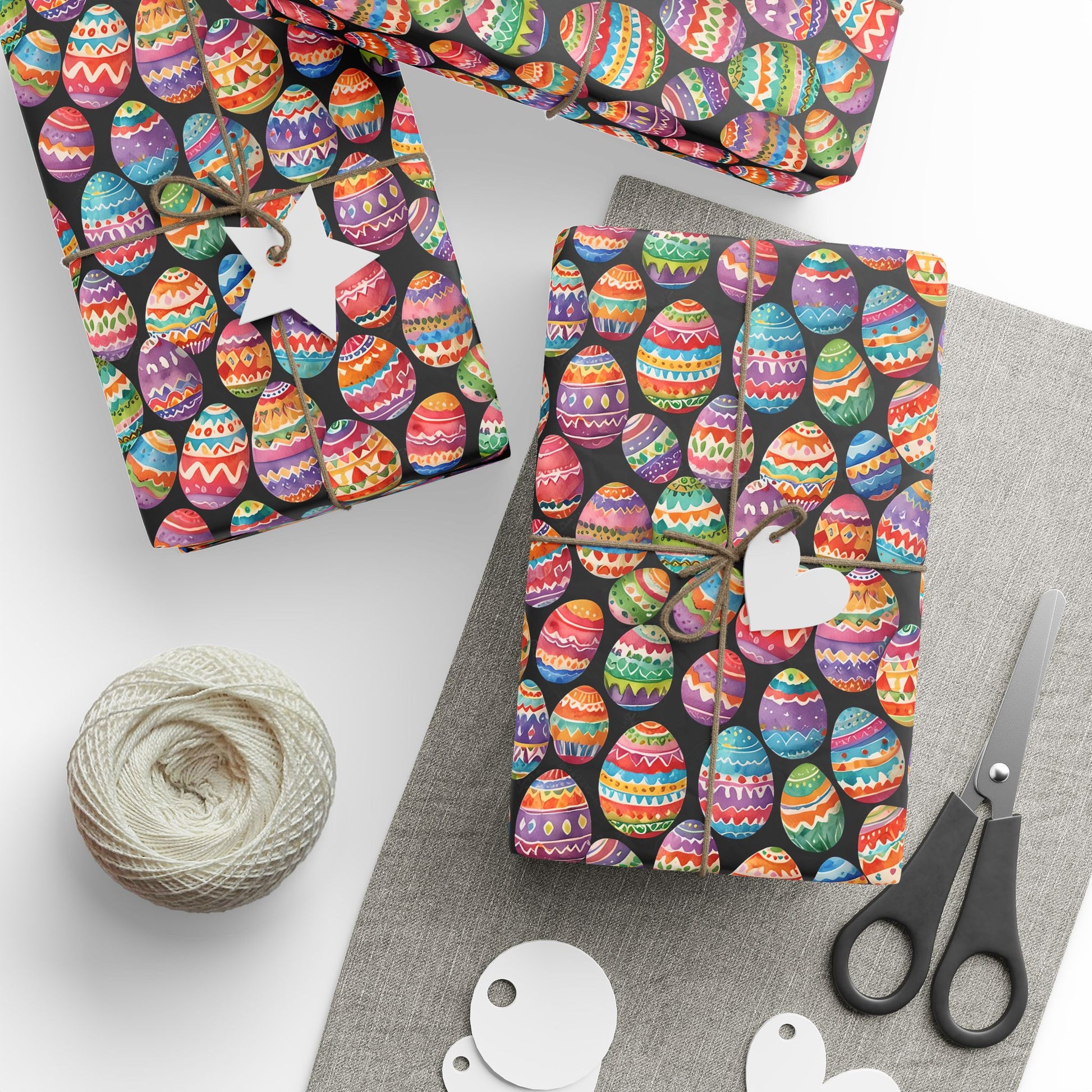 Colorful Easter Egg Wrapping Paper - Black