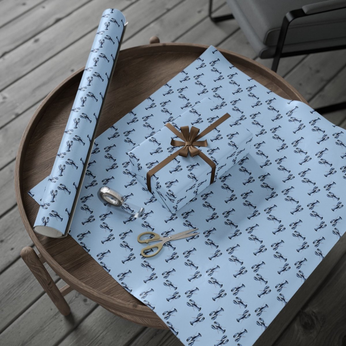 Chic Pink Blue Lobster Wrapping Paper