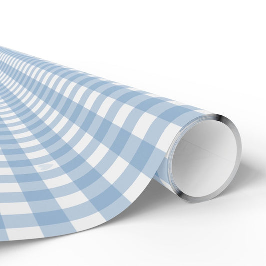 Gingham Blue with Small Hearts Wrapping Papers