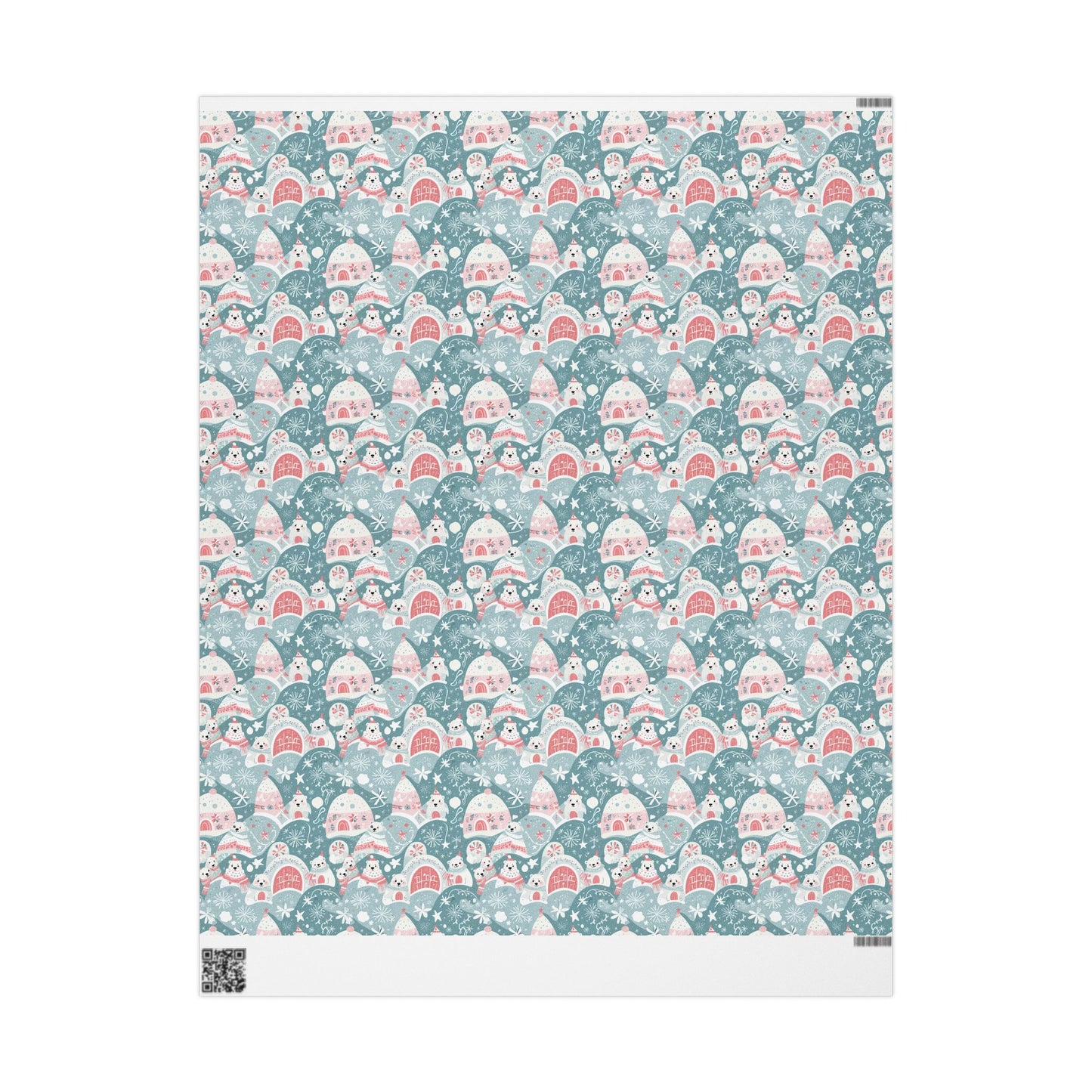 Icy Paws & Peppermint Igloos – Arctic Wonderland Wrapping Paper